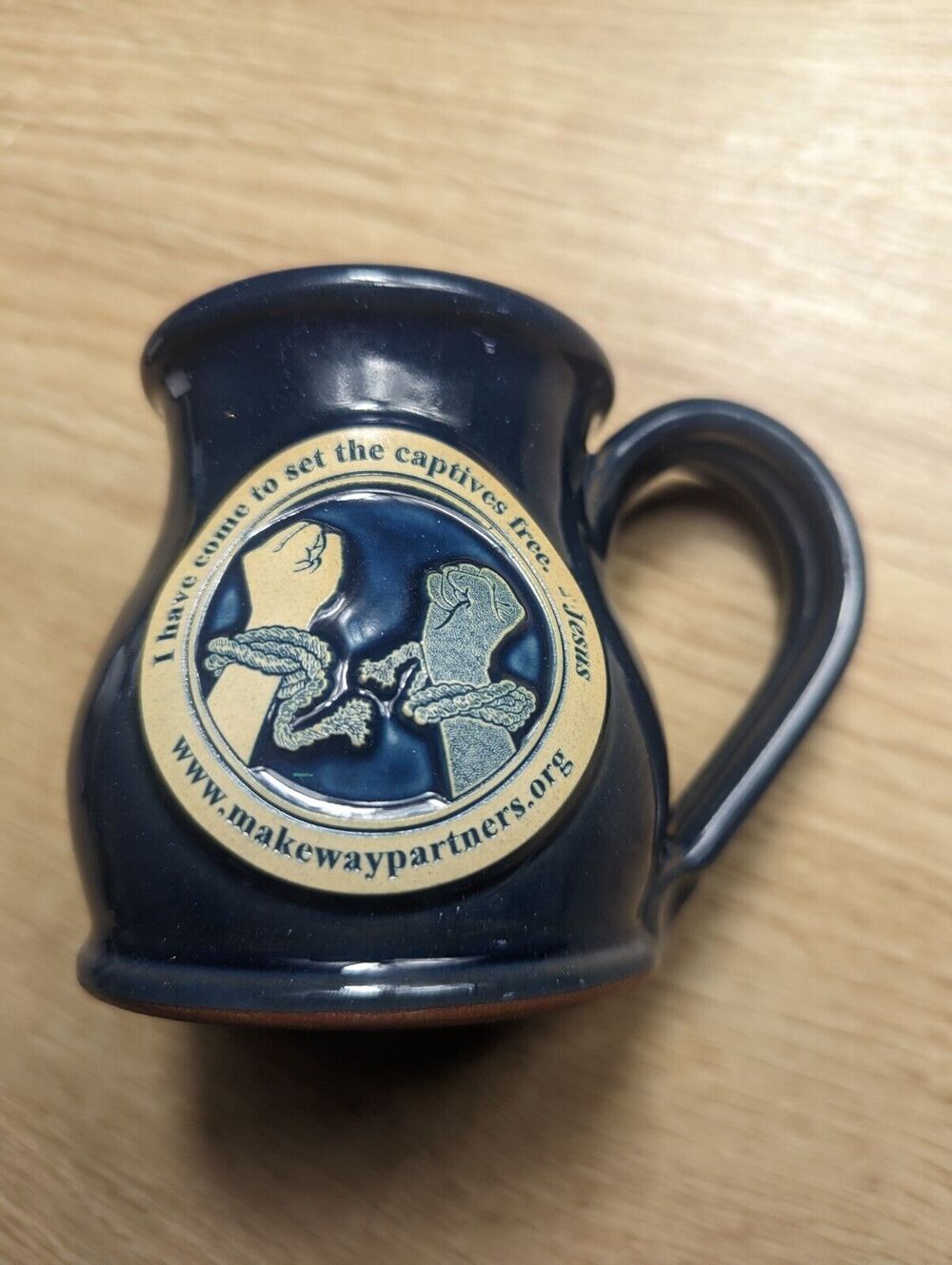 Deneen Pottery Drip Glaze Stoneware Mug - Bible - To Set Captives Free - Jesus